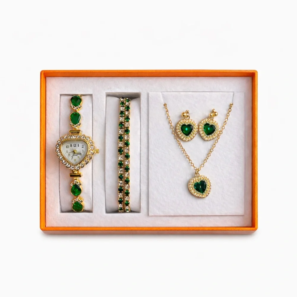 Elegant Green and Gold Jewelry Set - Picture 4 of 4